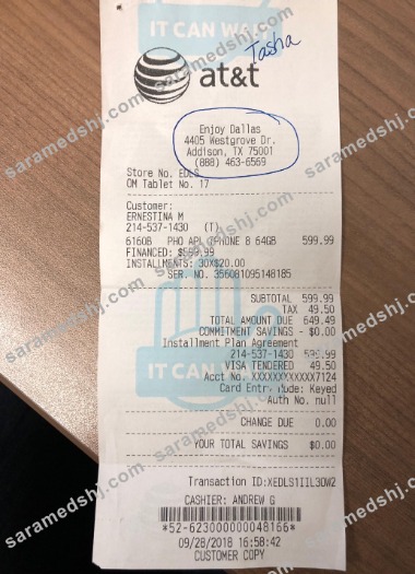 At&t company payment receipt